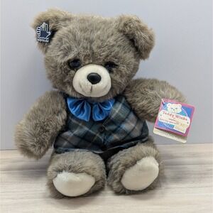 Vintage Daddy Teddy Winks 1987 Applause Stuffed Teddy Bear Open Shut Eyes